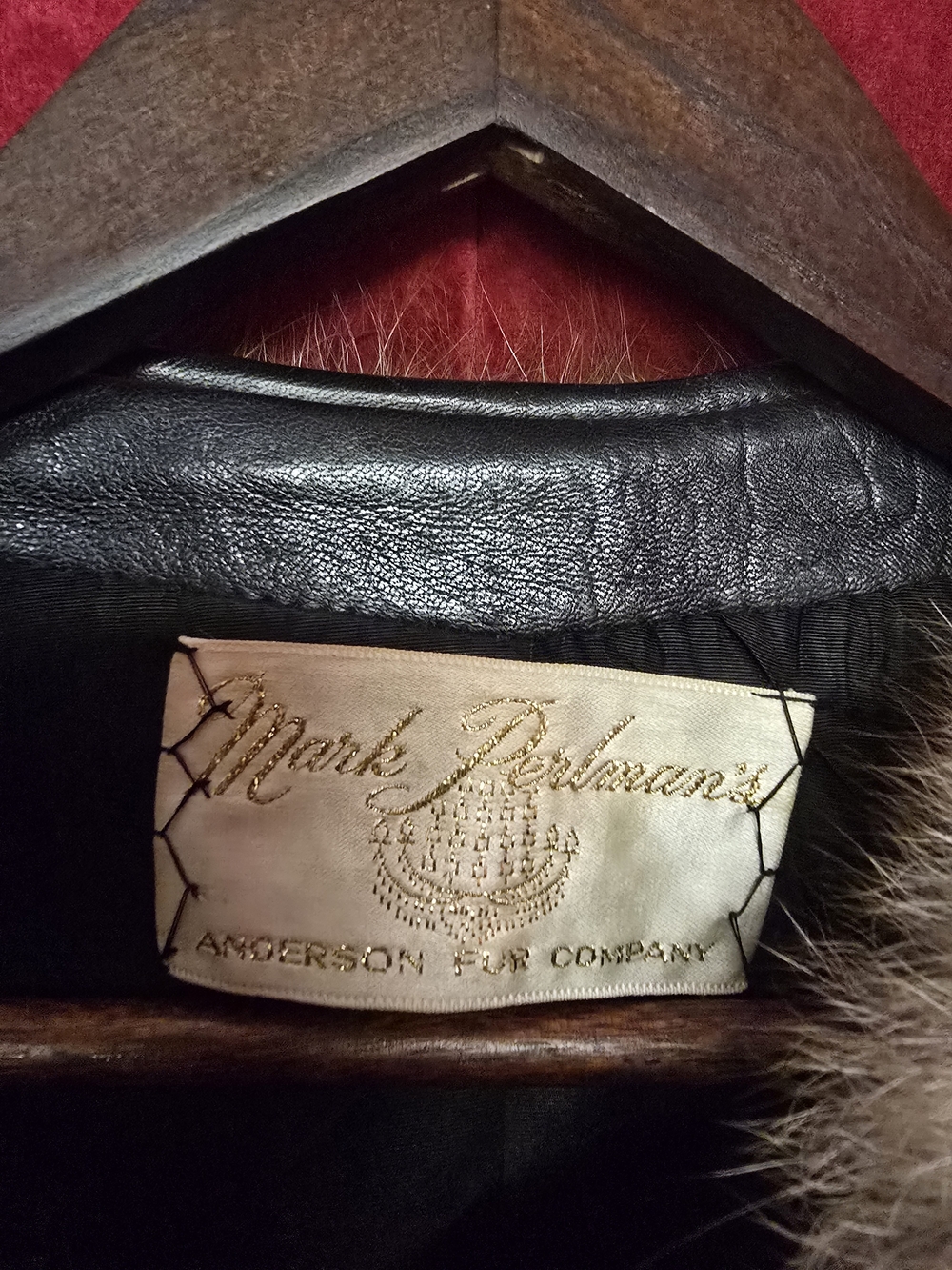 Leather Coat with Fur Trim - Black & Tan - Picture 2 of 5